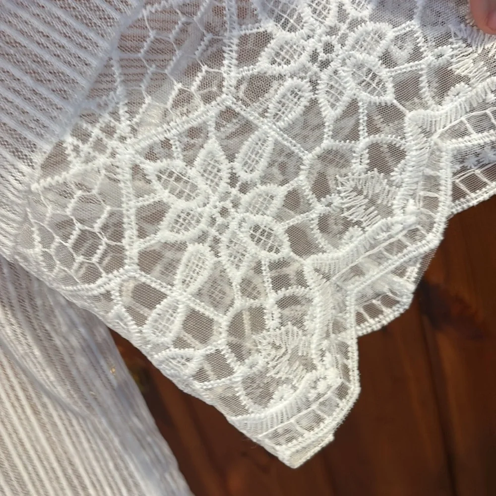 Lace Sheer Cardigan Sweater Short Sleeve Open Front Shrug Floral Bolero Cover Up - Picture 11 of 12